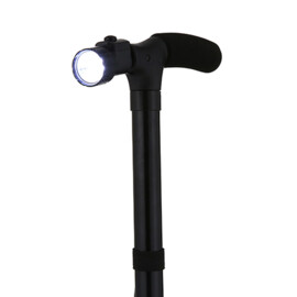 Wandelstok met zeer felle kantelbare led, inklapbaar, zeer stevig en solide voetstuk