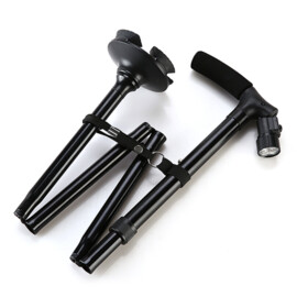 Wandelstok met zeer felle kantelbare led, inklapbaar, zeer stevig en solide voetstuk