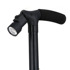 Wandelstok met zeer felle kantelbare led, inklapbaar, zeer stevig en solide voetstuk