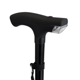 Wandelstok met ingebouwde led, soft touch handgreep en zeer solide voetstuk