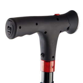 Wandelstok met ingebouwd alarm, brede en verstelbare led, inklapbaar, zeer stevig en solide voetstuk