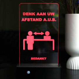 Safe Distance Desk Stand, slimme afstandsmeter met LED en geluidssignaal, hoogglans zwart, NL