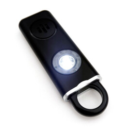 Persoonlijk alarm met oplaadbare batterij, zwart, 130 decibel, sleutelhanger en zaklamp