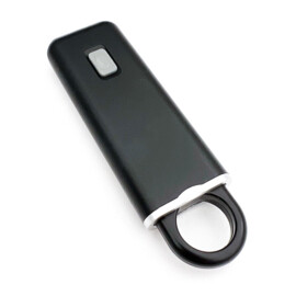 Persoonlijk alarm met oplaadbare batterij, zwart, 130 decibel, sleutelhanger en zaklamp