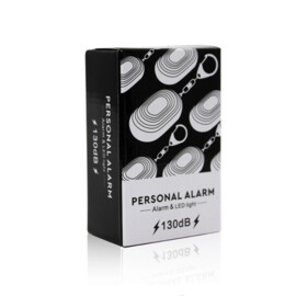 Persoonlijk alarm, zwart, 130 decibel, sleutelhanger en zaklamp