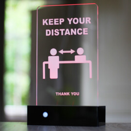 Safe Distance Desk Stand, slimme afstandsmeter met LED en geluidssignaal, hoogglans zwart