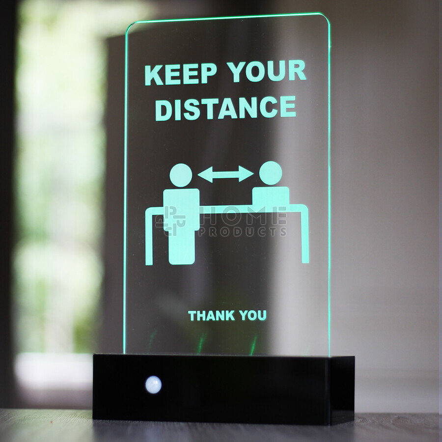 Safe Distance Desk Stand, slimme afstandsmeter met LED en geluidssignaal, hoogglans zwart